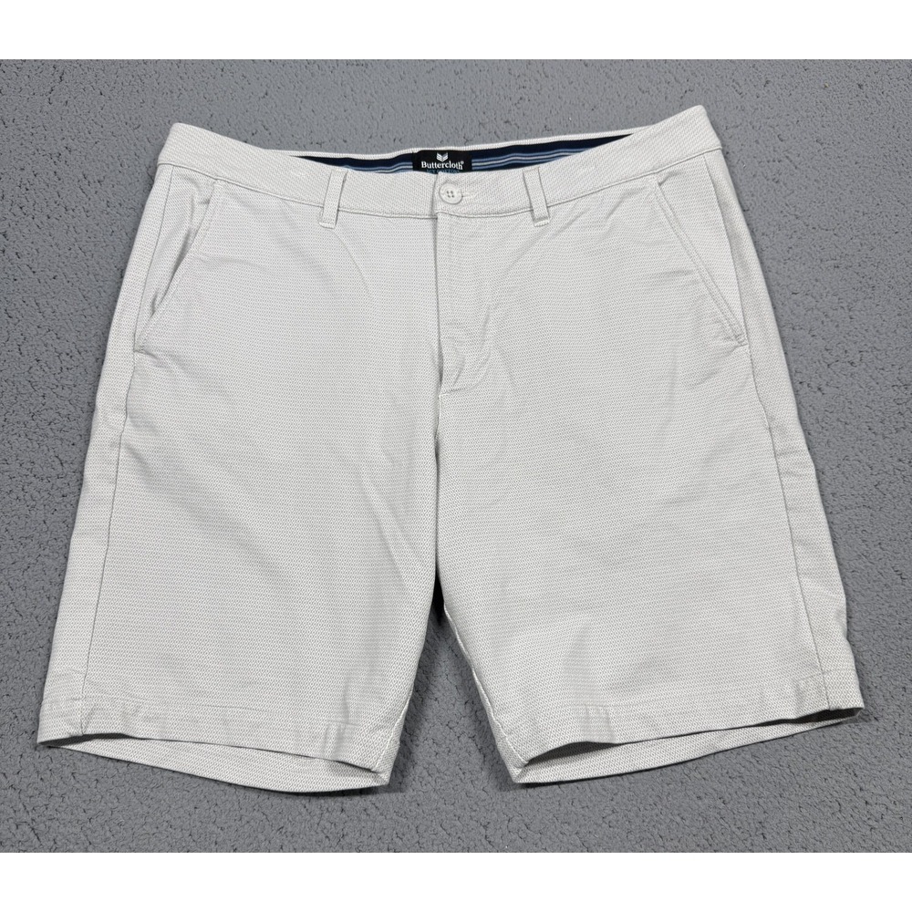 Buttercloth Icy Cotton Chino Shorts Mens 32 Gray Diamond 8" Inseam Stretch
